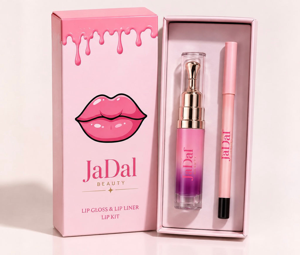 Lip liner and lip gloss combo for enhanced shine and a juicy effect.